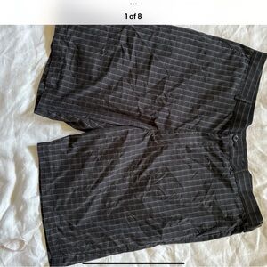 PGA Tour Grey Checked Size 38 Golf Shorts Flat Front With Pockets